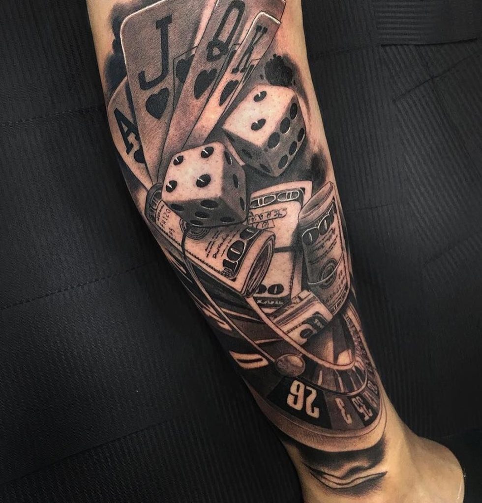 10 dice tattoo designs as inspiration for your lucky hand