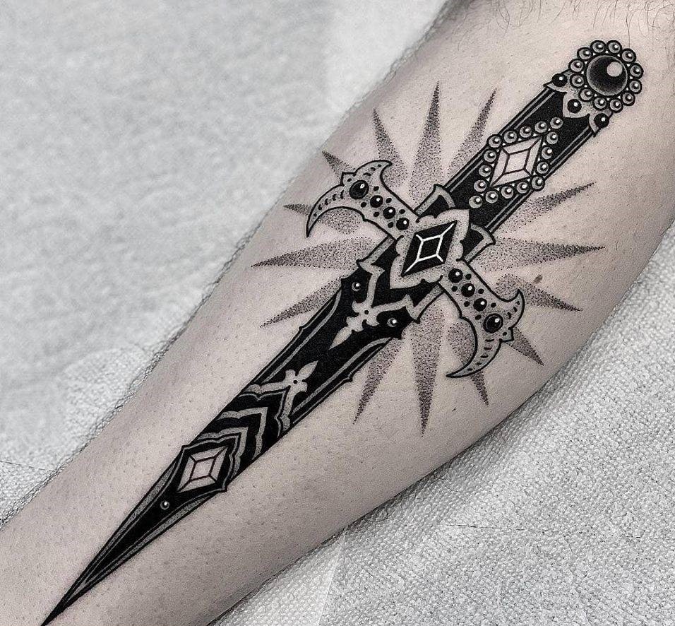 Tattoo tagged with sword bobqueiroz big facebook blackwork forearm  twitter weapon illustrative  inkedappcom