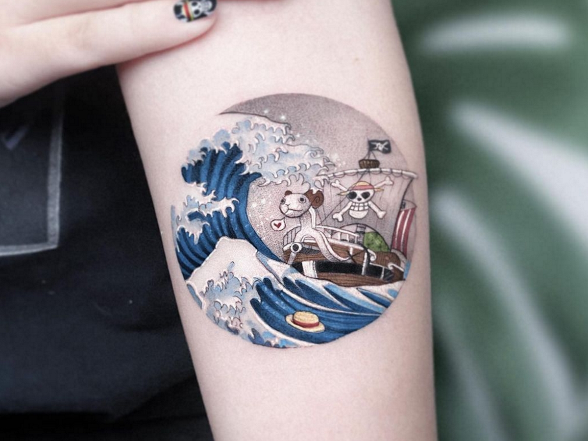 Leg Japanese Wave Tattoo by Plurabella
