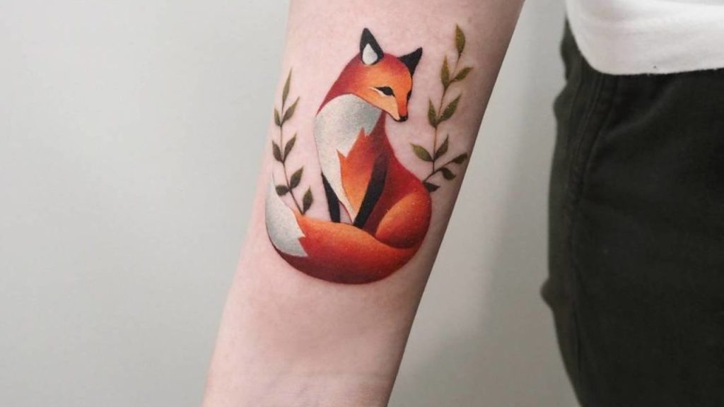 Traditional Crawling fox tattoo second tat done by Jacob Klapperich at  Shogun Tattoo in Milwaukee  rtattoos