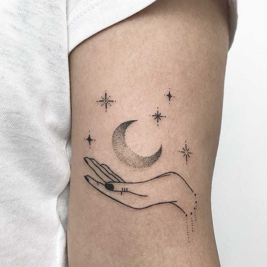 Small tattoo moon and stars toniatutattooshopnoceto inke  Flickr