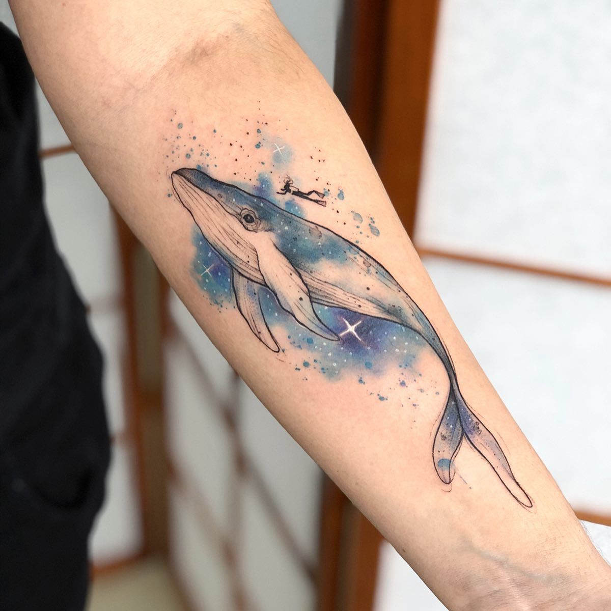 Realistic Blue Whale  Back piece tattoo Blue whale Cool tattoos