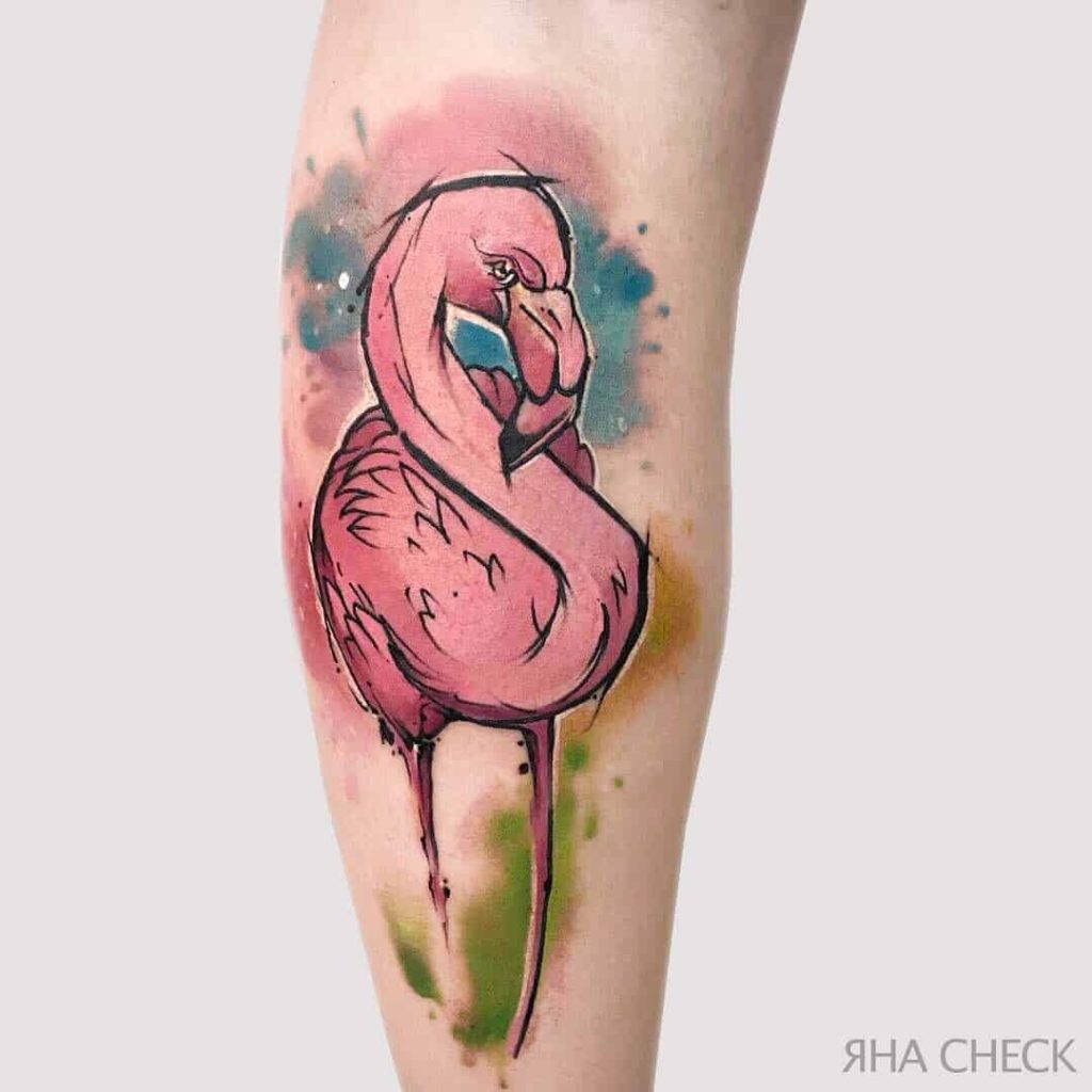 watercolor flamingo tattoo  Deanna Wardin  Flickr