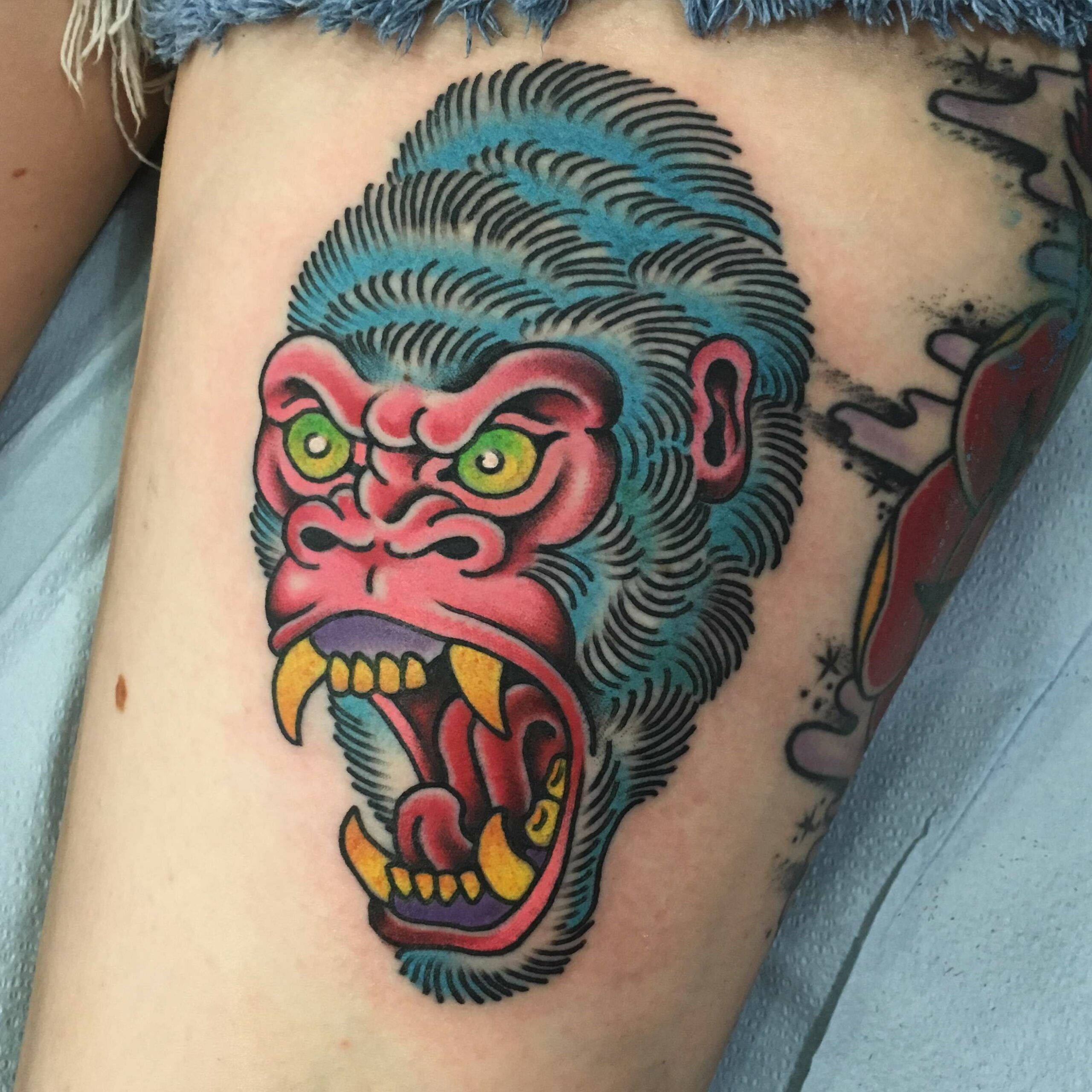 Gorilla Head by Eli Quinters at Smith Street Tattoo Parlour in Brooklyn  NY  rtraditionaltattoos
