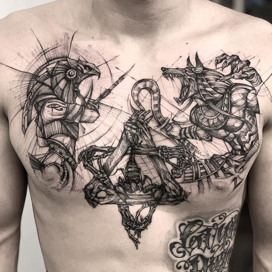 Egyptian and Greek Mythology Tattoo Idea | Louis Santos Tattoo