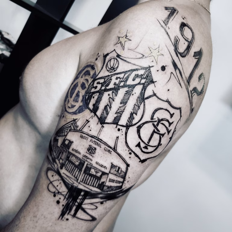 Tatuagens do símbolo do Santos Futebol Clube