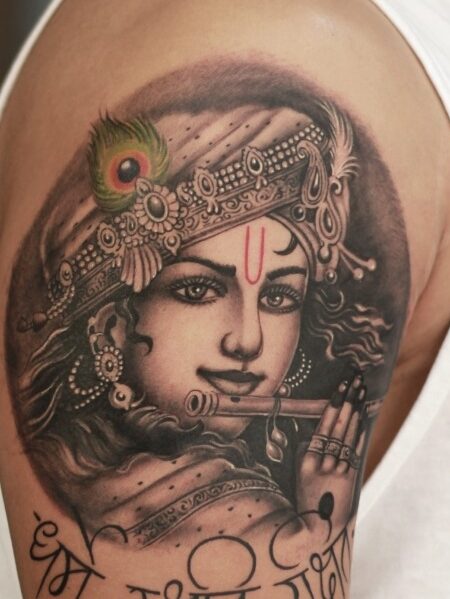 Naksh Tattoos on Twitter A Lord Krishna tattoo symbolizes love life  amp death Many people get Lord Krishna amp Radha tattooed together  which symbolizes everlasting love Book your appointment on 9676751440 art  