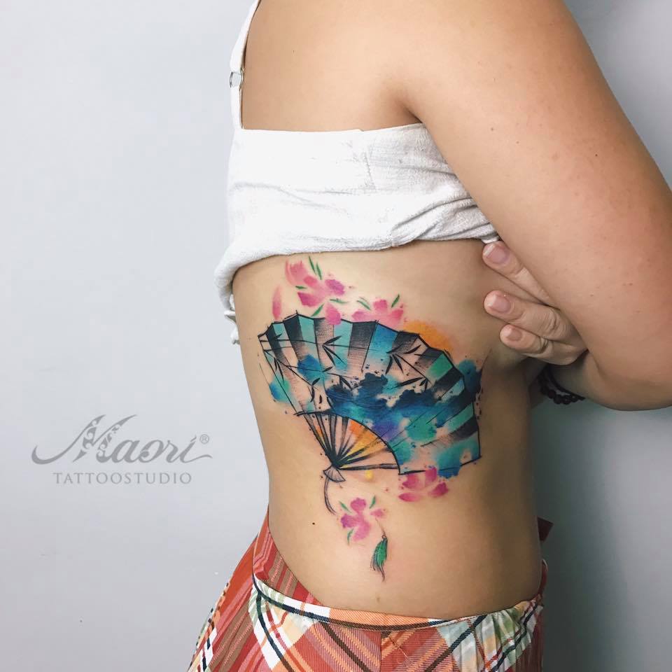 Flower Fan Vintage Style Tattoo Design – Tattoos Wizard Designs