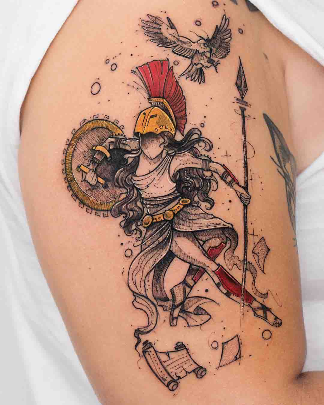 60 Athena Tattoo Designs For Men  Ancient Greek Goddess Ideas