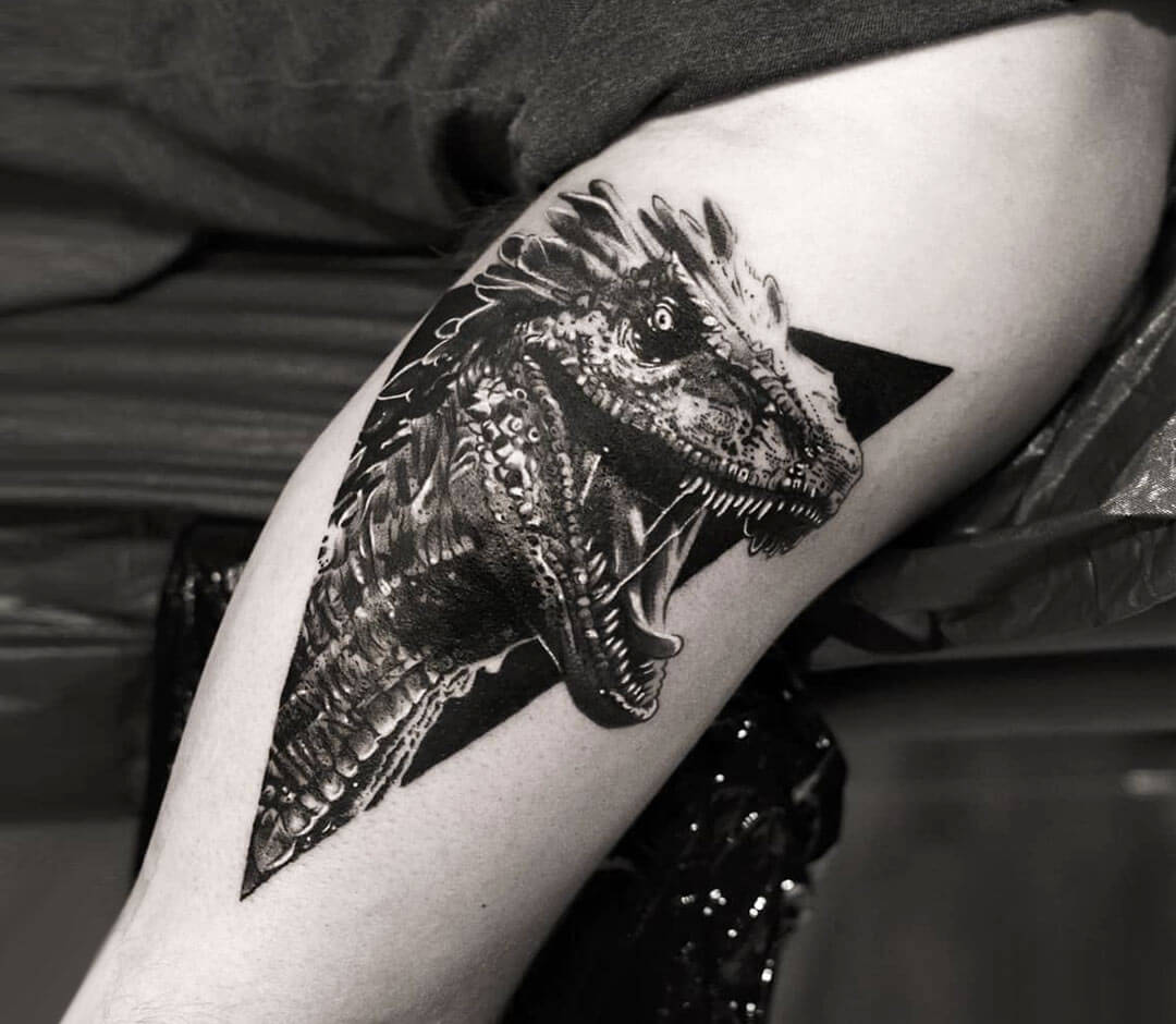 8 Dinosaur Tattoo On Half Sleeve