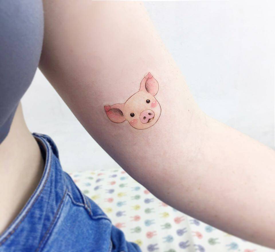 Minimalist Pig Tattoo Design
