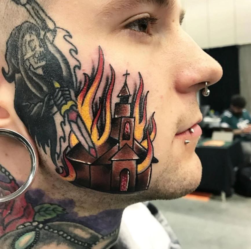 60 Burning Church Tattoo Designs For Men  Flaming Ink Ideas