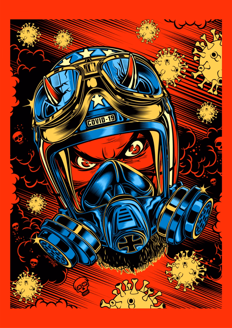 Ilustrações clássicas de pin-up e motocicleta por David Vicente